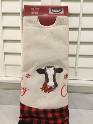Falda de árbol de Navidad Red Shed, 48" vaca en pajarita roja a cuadros nueva con etiquetas ☼ Foto 1 de 4