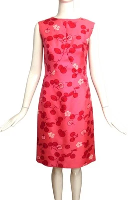 1960s Pink Cherry Print Dress, Size 6 - Image 1 of 4