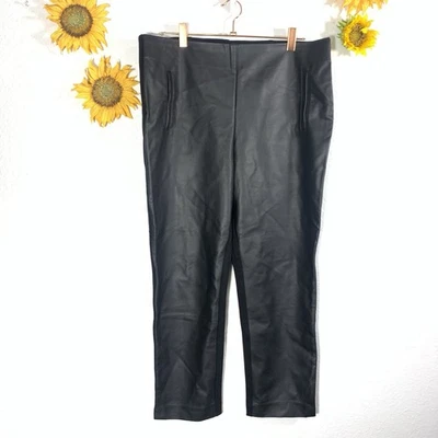 Chico’s Faux-Leather Front Ponte Stretch Leggings Size 2 Petite Womens EUC - Image 1 of 4