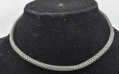 Colar gargantilha de trigo tecido vintage designer prata esterlina BS SUARTI 16" - 17" - Imagem 1 de 4