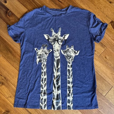 Unisex Giraffe T Shirt Funny With Glasses Size XL - Image 1 of 4