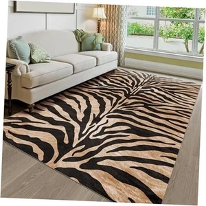 Zebra Print Rug, Brown Area Rug 5x7 Feet Zebra Rugs for Living Room Animal - Picture 1 of 2