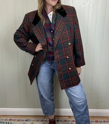 Vintage Size XL 14-18 Pure Wool Tartan Blazer Windsmoor - Image 1 of 4