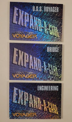 1995 STAR TREK VOYAGER Complete EXPAND-A-CARD Rare CHASE CARD SET X1 X2 X3 NM/MT - Image 1 of 4