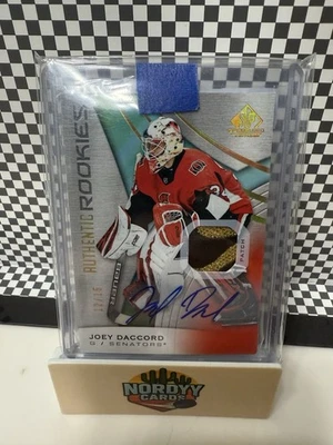 2019 SP Game Used  /15 Authentic Rookies Jersey Joey Daccord #186 Rookie Auto - Image 1 of 2