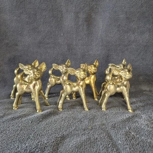 Gold Toned Plastic Deer Christmas Hong Kon Lot Of 7 - Picture 1 of 3