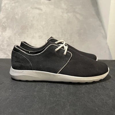 Crocs Kinsale Zapatos Para Hombre Talla 9 Negro Gris Gamuza Con Cordones Ligeros Cómodos Foto 1 de 4