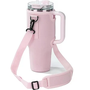 40oz Water Bottle Carrier Bag Adjustable Shoulder Strap Cup Sleeve Bottle Holder - Picture 1 of 18