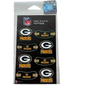 NFL Green Bay Packers Peel & Stick Tattoos Water Resistant Face Decorations 8 Pk - Picture 1 of 6