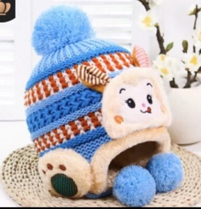 Beanie Hat, Baby Toddler Boy Warm Winter Soft Lamb Beanie Hat Blue 12-18 Month - Picture 1 of 2