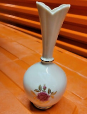 Vintage LENOX "Rhodora" Bud Vase - Ivory Pink Rose Gold Leaves 24K Gold Trim