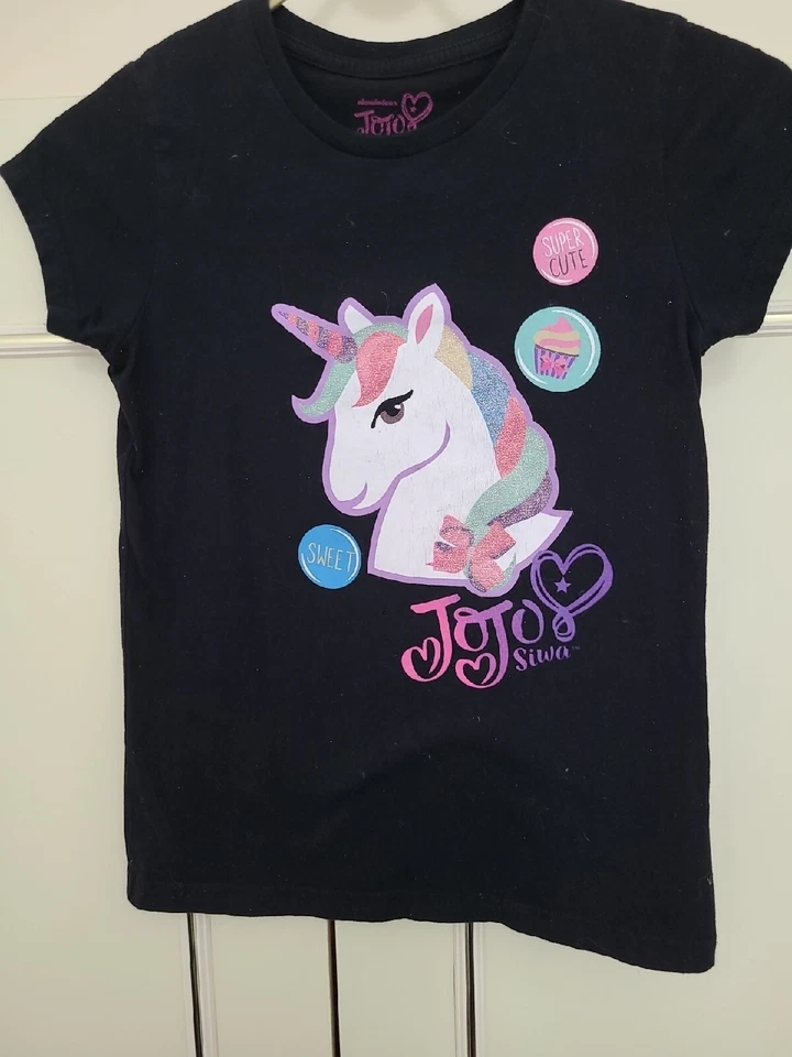 Official Girls JOJO SIWA Pink Bow Vest or Glitter Unicorn T-Shirt Top - Image 1 of 2