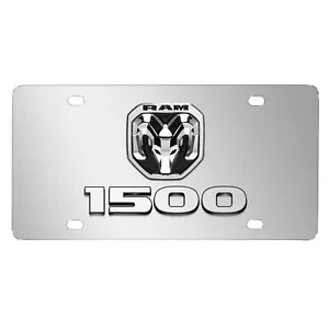 2019 RAM 1500 3D Dual Logo on 12"X6" Chrome Stainless Steel License Plate - Foto 1 di 5