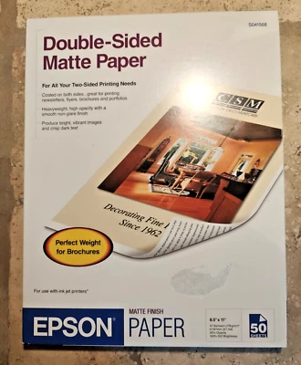 Epson Double Sided Matte Paper 8.5" x 11" 50 Sheets S041568 Sealed - Image 1 of 4