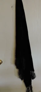 Black velvet shoulder wrap shawl satin lined - Picture 1 of 7