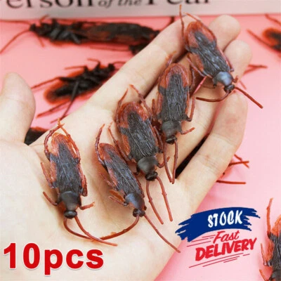 10 x Realistic Bug Trick Prank Fake Cockroaches Plastic Halloween Insect AU - Image 1 of 4