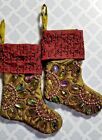 Vintage Jeweled & Beaded Stocking Ornaments Holiday Decoration Rich Coloration 