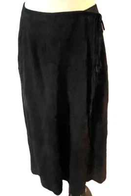 Falda midi envolvente con flecos de gamuza genuina Char para mujer talla 12 boho occidental Foto 1 de 4