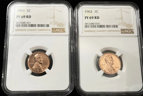 Collector lot of 10 -1963 Proof Lincoln Memorial Cent 1c Certified by NGC PF69RD Cover