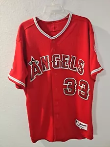 Majestic Anaheim Angels CJ Wilson #33 1961 Patch Men Red Jersey Size 48 - Picture 1 of 9