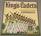 Étiquette caisse d'asperges vintage King's Cadets Californie de Clarksburg Ca