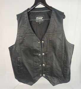 FMC Leather Vest Men's 5X Buffalo Nickel Snaps Concealded Pockets - Picture 1 of 13