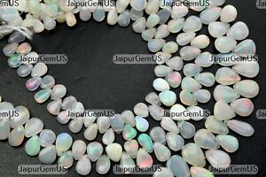 10 Pieces, Finest 100% Natural Ethiopian Opal Smooth Pear Shape Beads,Size-7-8mm