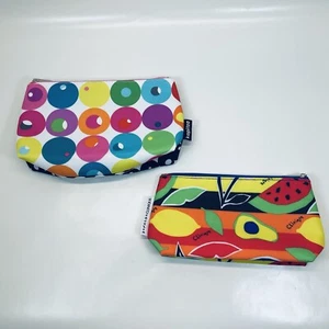 CLINIQUE COSMETICS MAKEUP BAG Lot of 2 Kapiza x Donald Colorful Circles Fruit - Picture 1 of 11