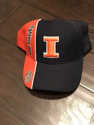 Illinois Fighting Illini Hat Cap Mens NEW Black Orange - Image 1 of 3