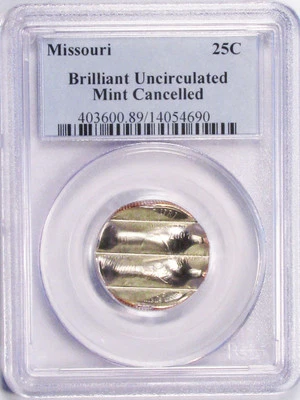 MISSOURI STATE 25c  QUARTER  2003P MINT CANCELLED ERROR COIN IN A PCGS HOLDER - Image 1 of 2