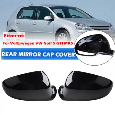 For Volkswagen Golf 5 GTI MK5 2003-2009 Gloss Black Replacement Mirror Cover Cap - Image 1 of 4