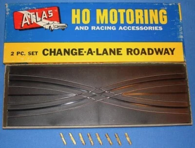 ATLAS ESCALA HO SLOT CAR TRACK CHANGE A LANE 1228 NUEVO EN CAJA Y 8 CARPINTEROS TIPO I Foto 1 de 2