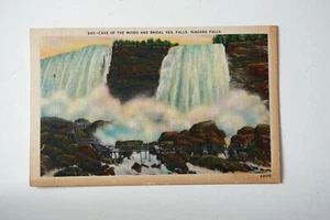 Vintage Leinen Niagra Falls Postkarte Höhle der Winde Händler nicht verschickt - Bild 1 von 2