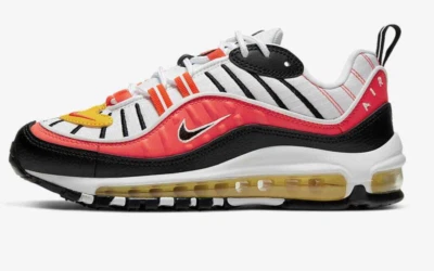 耐克 Air Max 98 白色黑色亮深红 BV4872-007 女式 5.5 或 4Y 码全新 — 第 1/4 张图片