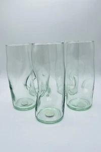 Set of 5 Green Recycled Glass Tumblers Pushed Sidewalls Hand Made in Spain 16oz - Picture 1 of 8