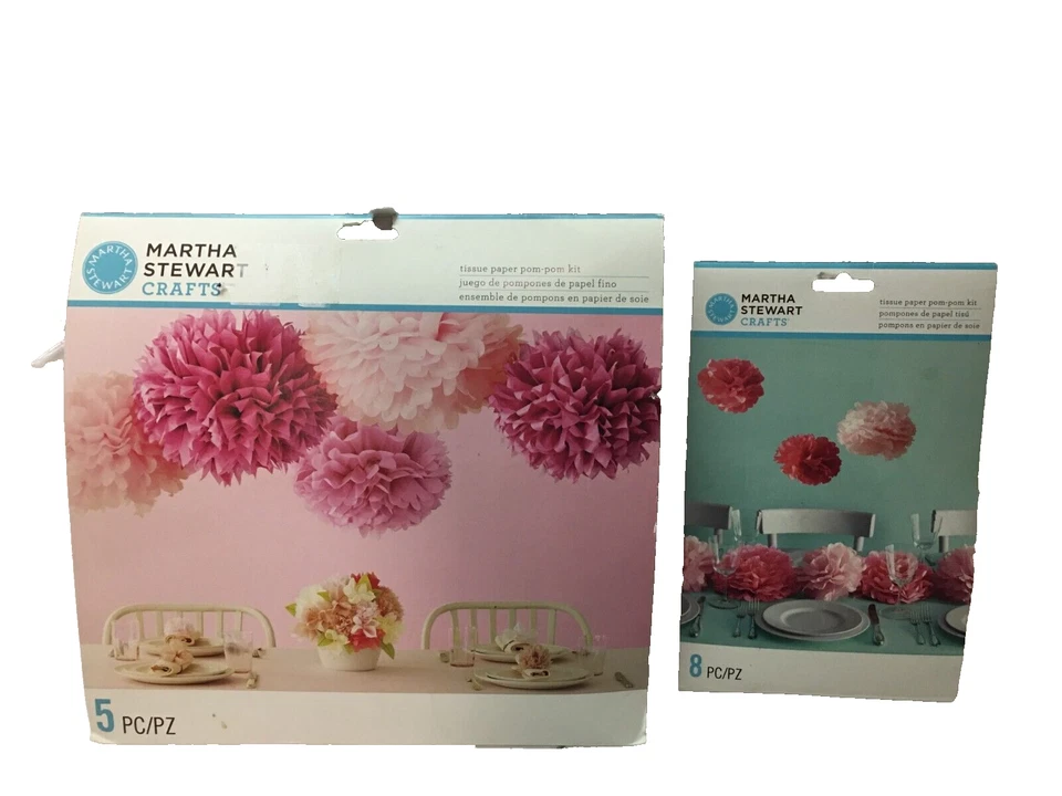 13 Martha Stewart Papel Tecido Pom Poms Kit de Decoração de Festa Rosa Revelação de Gênero - Imagem 1 de 3