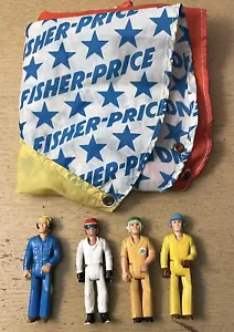 Vtg 1970s Fisher Price Adventure People Lot Even Knievel Pilot Figure Parachute - Picture 1 of 24