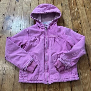 Carhartt Jacket Youth Large 12 Pink Sherpa Lined Hooded Full Zip Logo Canvas - Picture 1 of 17