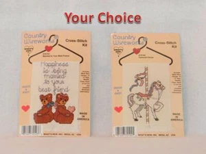 New Country Wireworks Cross Stitch Kit Happiness is...Bears Or Carousel Horse - Picture 1 of 9