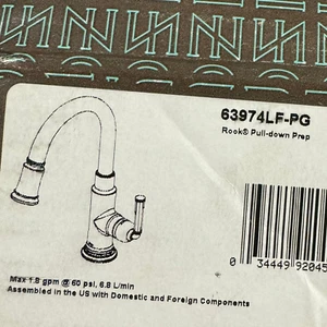 Brizo 63974LF-PG Rook 1.8 GPM Single Hole Pull Down Prep Kitchen Faucet, Polishe - Picture 1 of 2