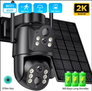 4MP 2K Wireless Solar Camera Outdoor Dual Lens WiFi 1080P IP CCTV Security PIR - Picture 1 of 6