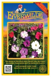 2000 Mixed Dwarf Petunia Wildflower Seeds - Everwilde Farms Mylar Seed Packet - Picture 1 of 3