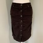 Fat Face Women's Brown Corduroy Cord Cotton Buttoned Knee Length Skirt UK 8