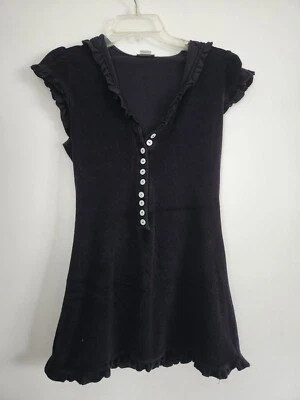 Traje de baño Beach Bunny tela de felpa con volantes sudadera con capucha vestido encubrimiento talla pequeña negro Foto 1 de 4