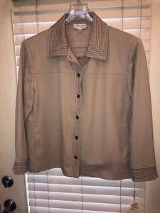 St. John Brown Cotton Jacket Sz L FREE SHIPPING - Picture 1 of 7