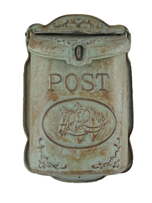 Briefkasten Wandbriefkasten rustikal grün Antik Stil Alu Guß Höhe 40cm - Bild 1 von 4