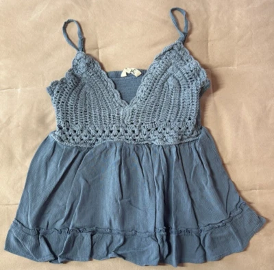 Top Hint Of Blush para mujer azul sin mangas ganchillo correa ajustable talla XL Foto 1 de 4