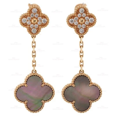 VAN CLEEF & ARPELS Alhambra Diamante Madreperla PG Pendientes Caja Papeles Foto 1 de 4
