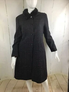 Vintage Jessica Howard Women’s Black/Red Faux Fur Collar Jacket & Dress Sz. 14 - Picture 1 of 22