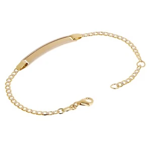 Italian 14k Two Tone Gold Engravable Baby Kids ID Cuban Bracelet 6.25" 2.5 grams - Picture 1 of 4